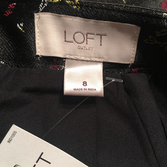 LOFT Outlet Skirt Straight Floral Satin-Like Shiny - Picture 5 of 6